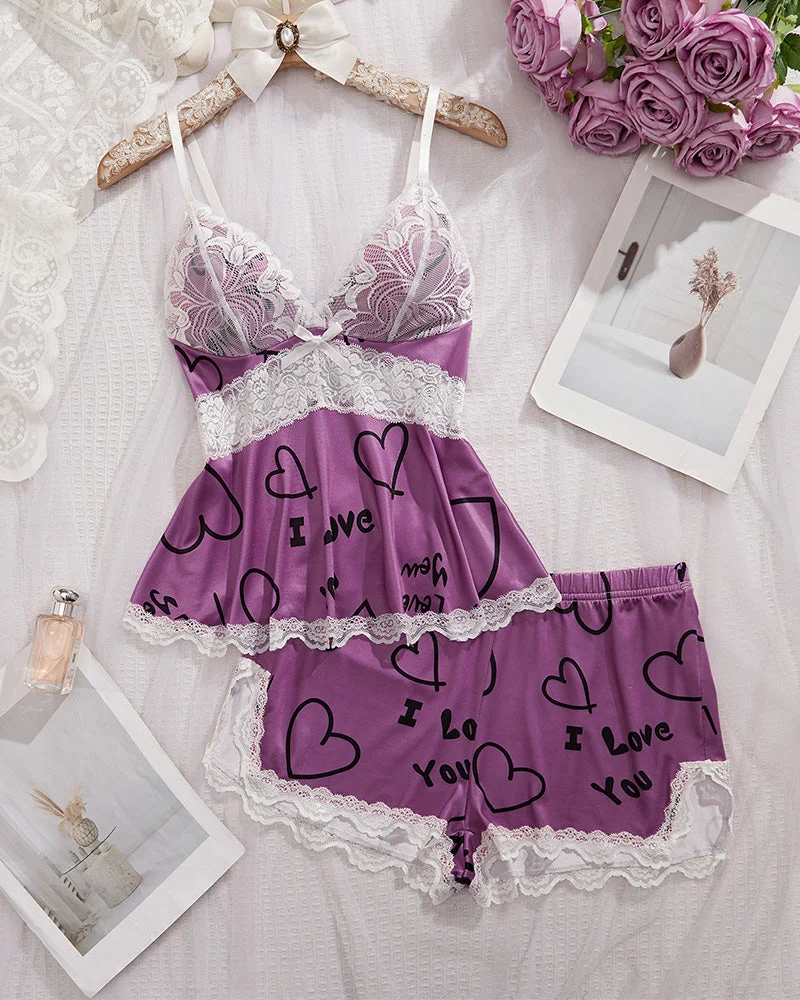 Ensemble Dentelle Patchwork Sexy Pyjama