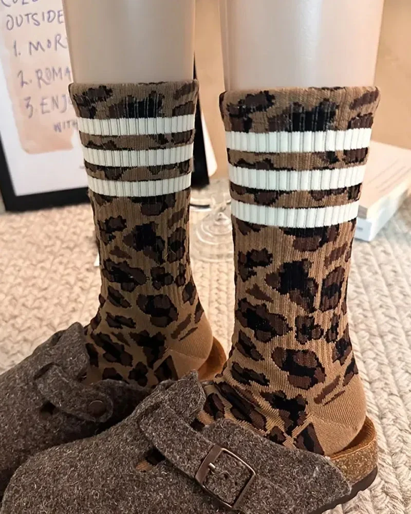 Chaussettes Imprimé Léopard Mi‑Mollet