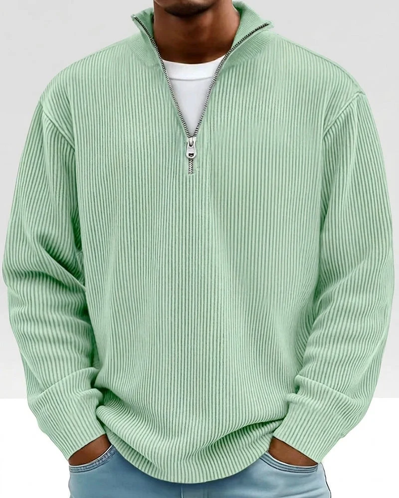 Sweatshirt Homme Fermeture Éclair Col Manche Longue