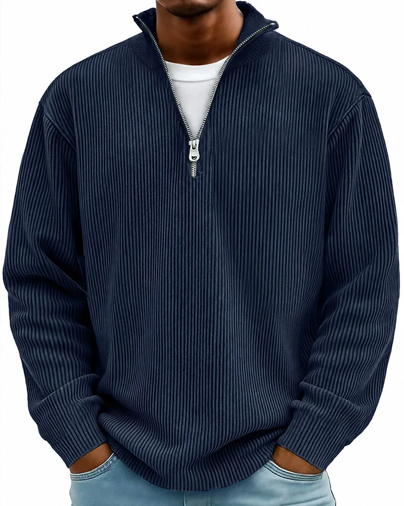 Sweatshirt Homme Fermeture Éclair Col Manche Longue