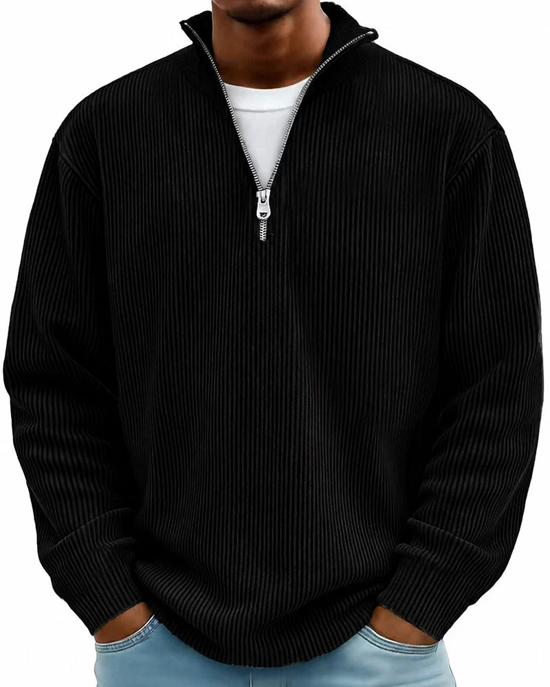 Sweatshirt Homme Fermeture Éclair Col Manche Longue