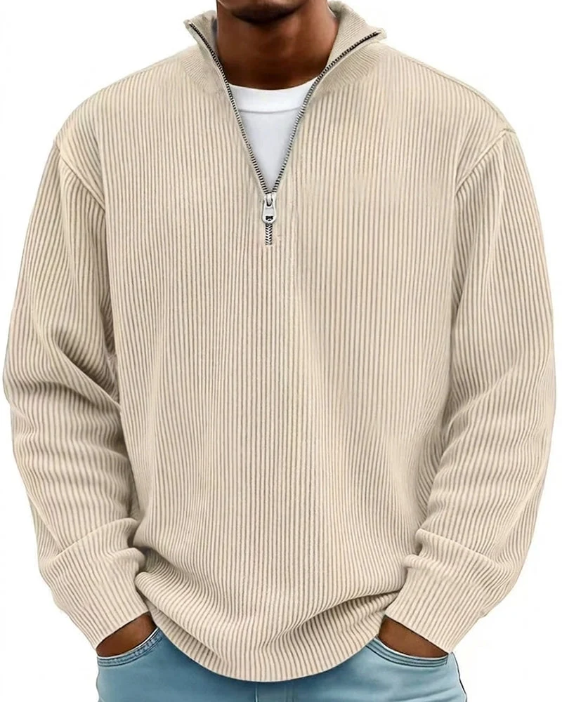 Sweatshirt Homme Fermeture Éclair Col Manche Longue
