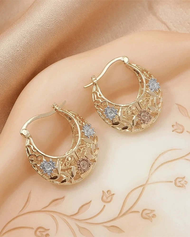 Boucles D’oreilles Vintage Fleur Créole