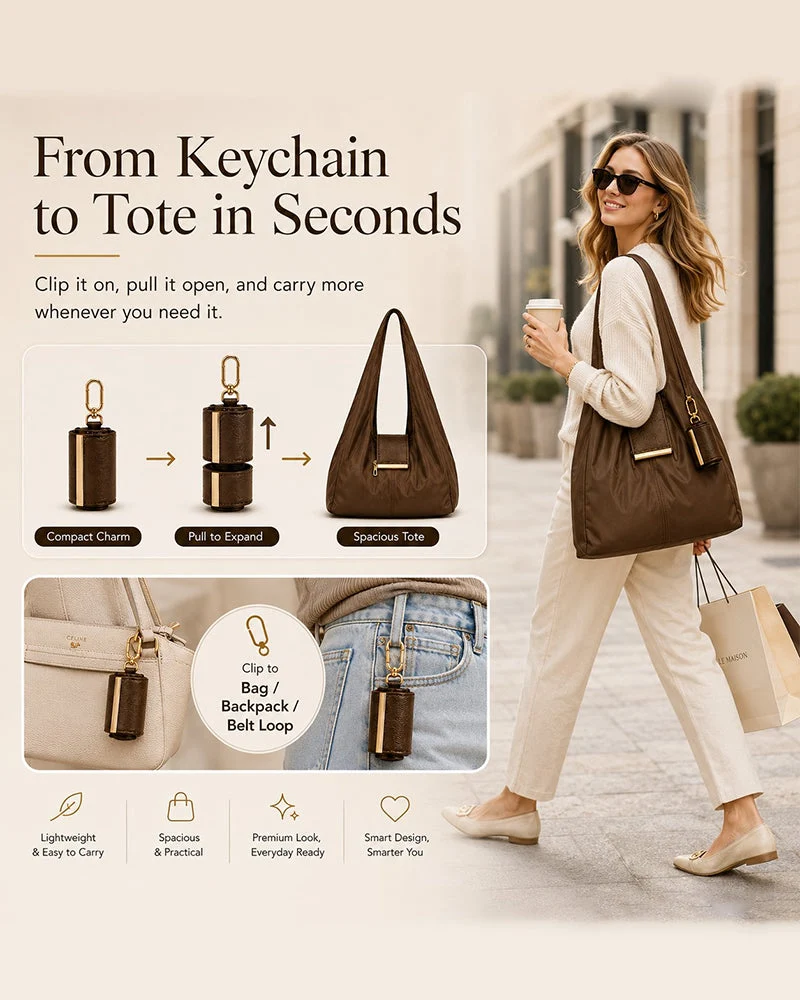 Sac Transformable Charm – Tote En Cuir Vegan Élégant & Charm Porte-Clés