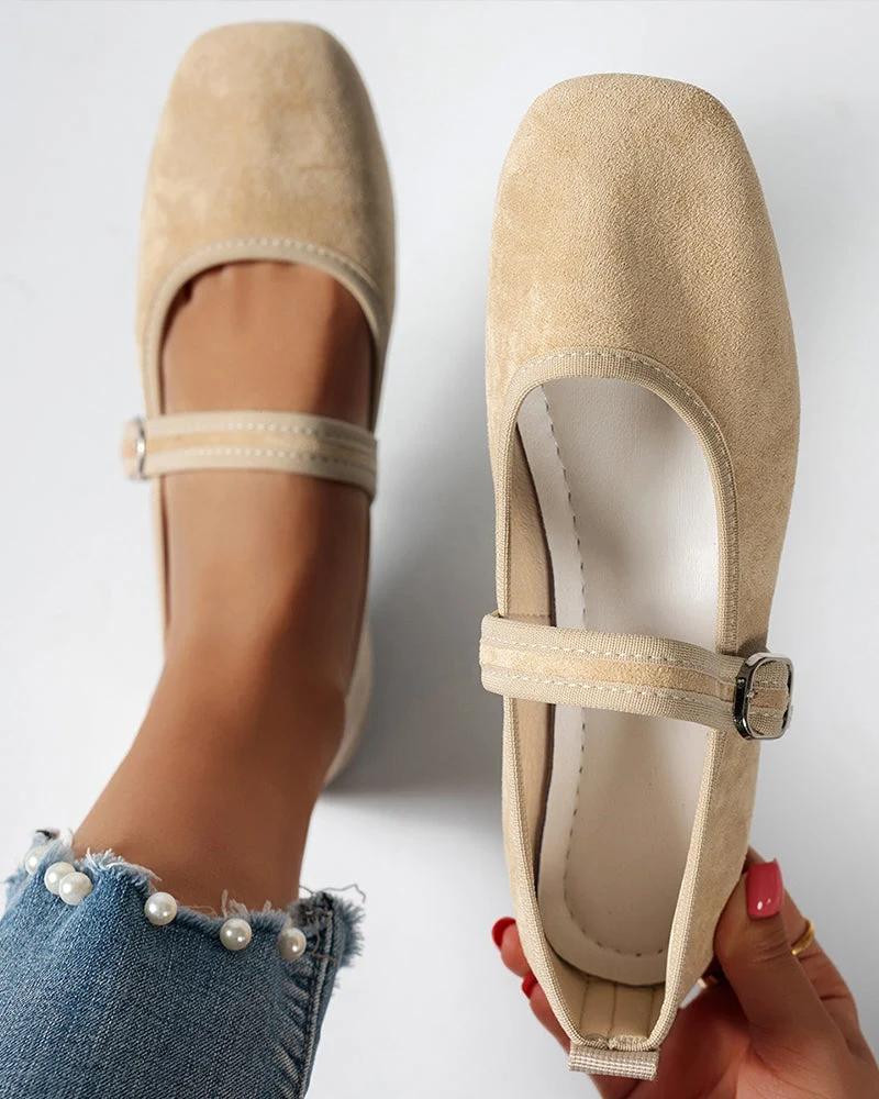 Femme Vintage Classique Élégant Bout Carré Classique Mary Jane Chaussures