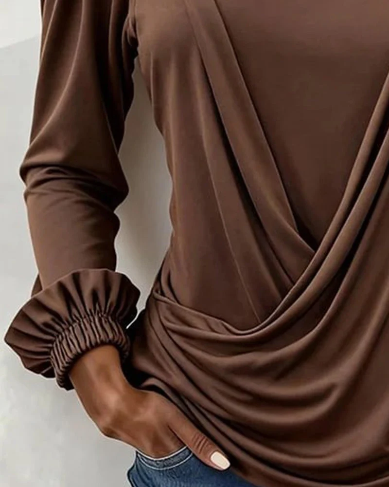 Haut Camisole Hors-Épaule Croisé Manche-Pouf