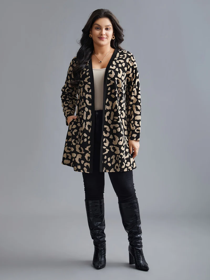 Leopard Print Color Contrast Kimono