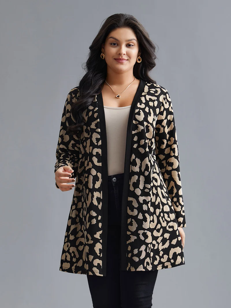 Leopard Print Color Contrast Kimono