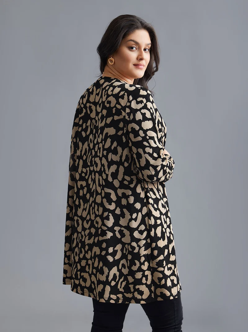 Leopard Print Color Contrast Kimono