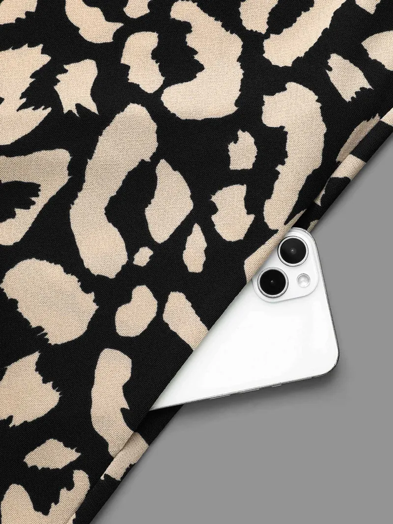 Leopard Print Color Contrast Kimono