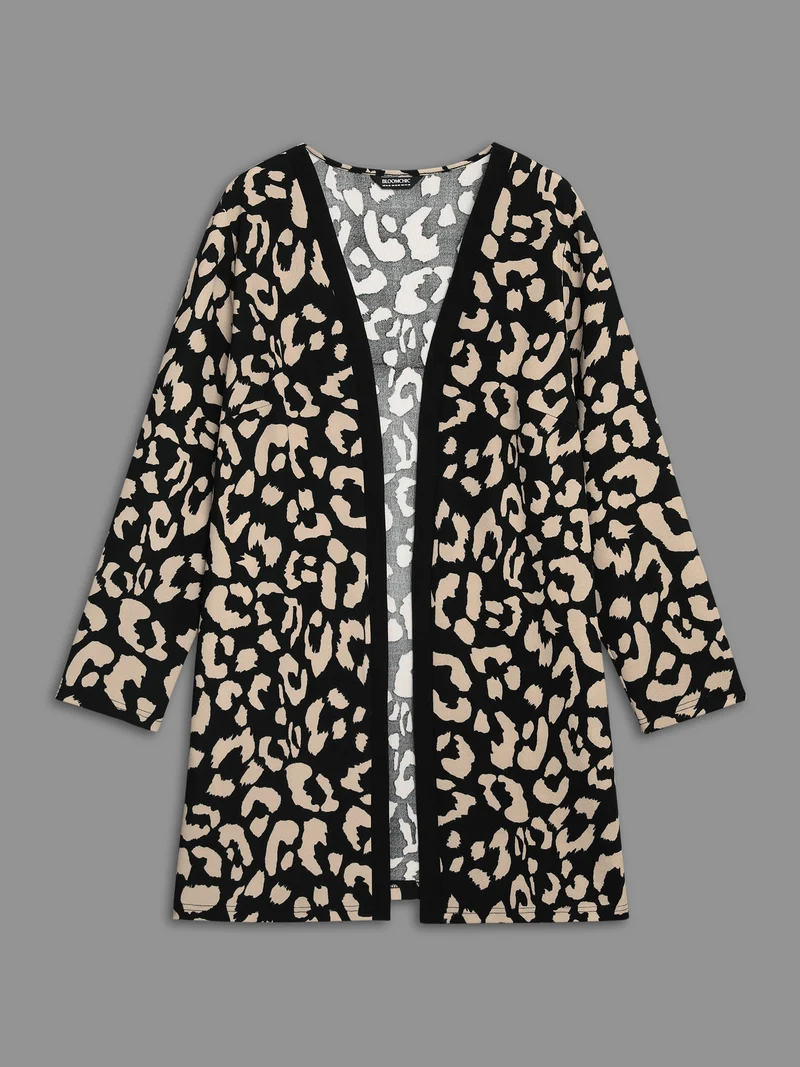 Leopard Print Color Contrast Kimono