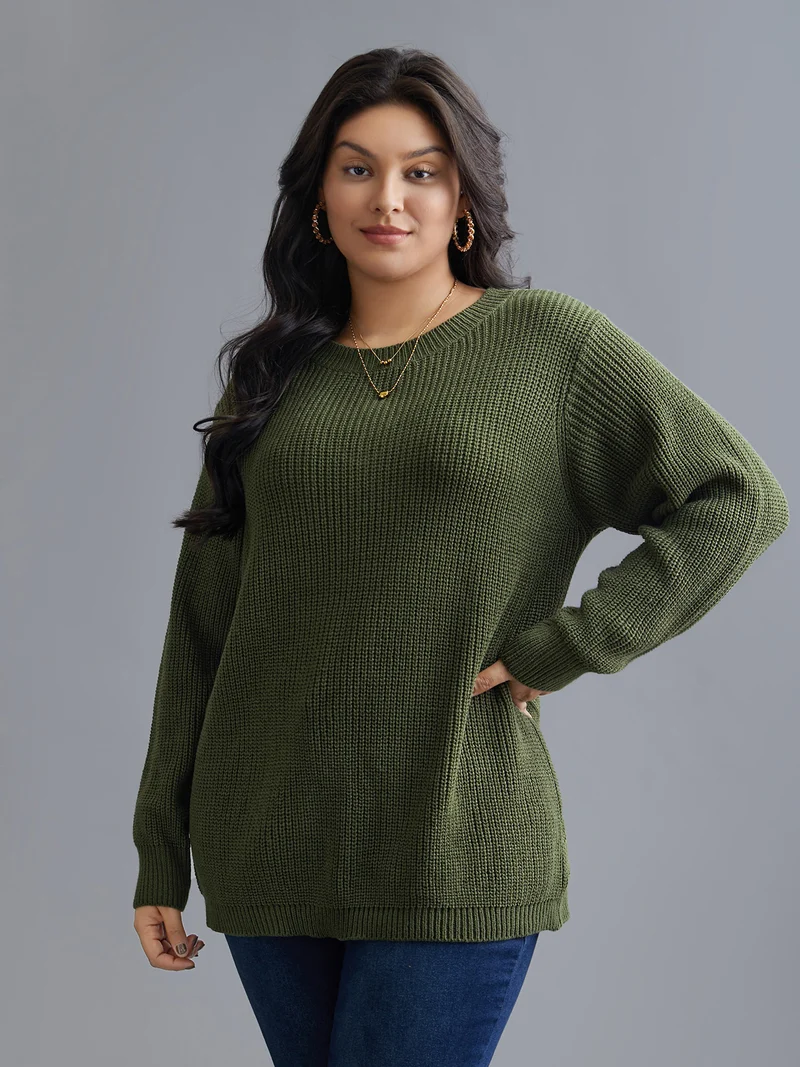 Plain Hollow Out Cable Knit Pullover
