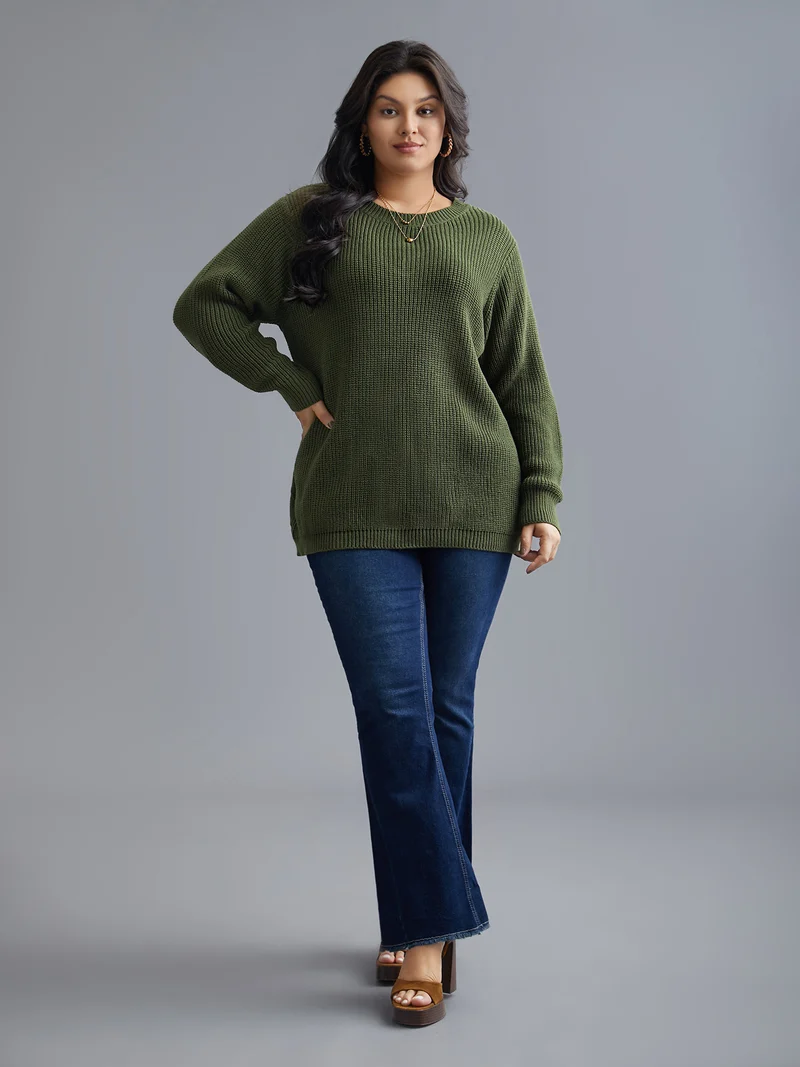 Plain Hollow Out Cable Knit Pullover