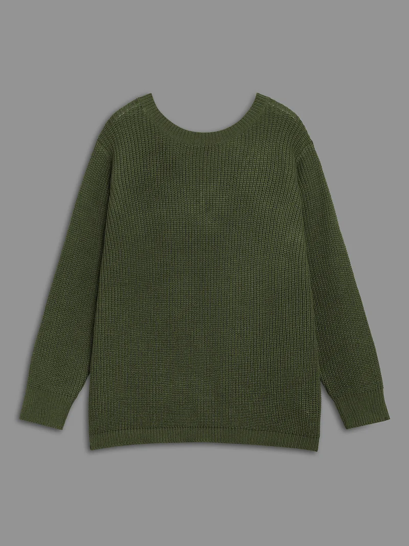 Plain Hollow Out Cable Knit Pullover