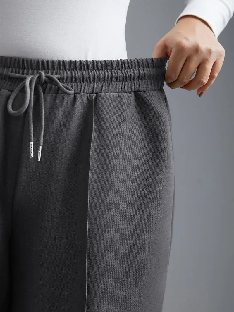 Elastic Waist Plicated Detail Slant Pocket Pants