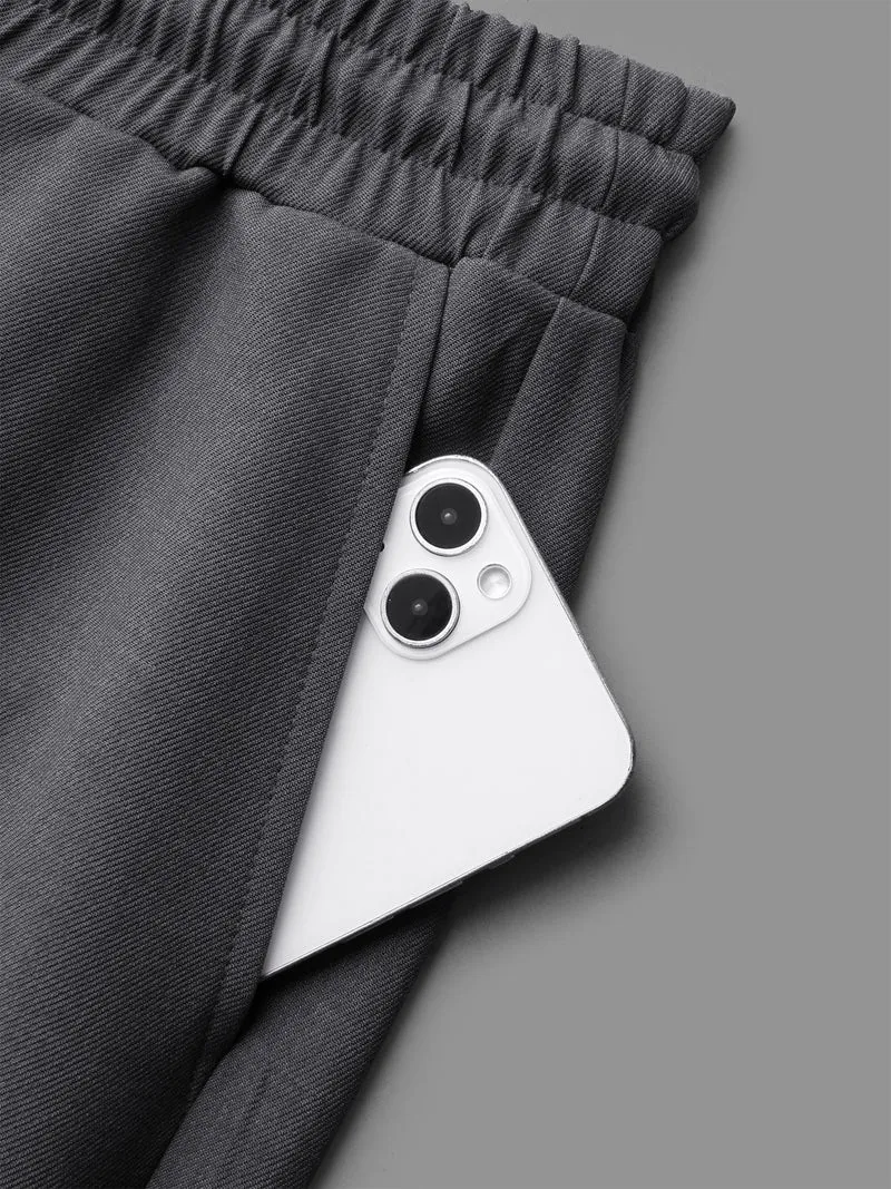 Elastic Waist Plicated Detail Slant Pocket Pants