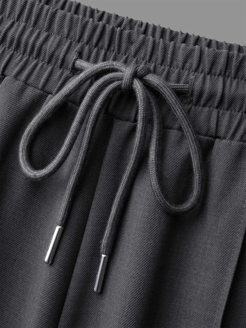 Elastic Waist Plicated Detail Slant Pocket Pants