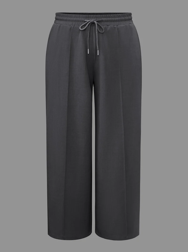 Elastic Waist Plicated Detail Slant Pocket Pants