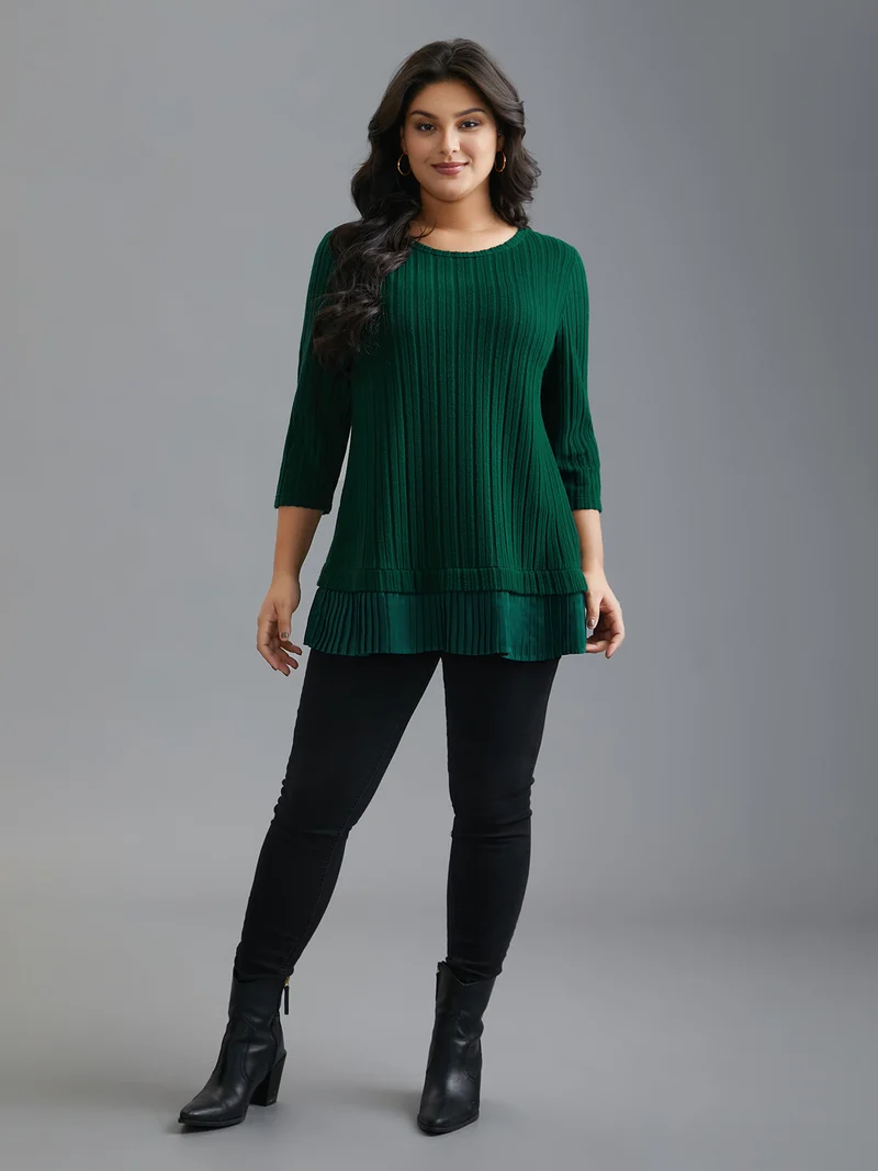 Crew Neck Plain Pit Strip T-Shirt