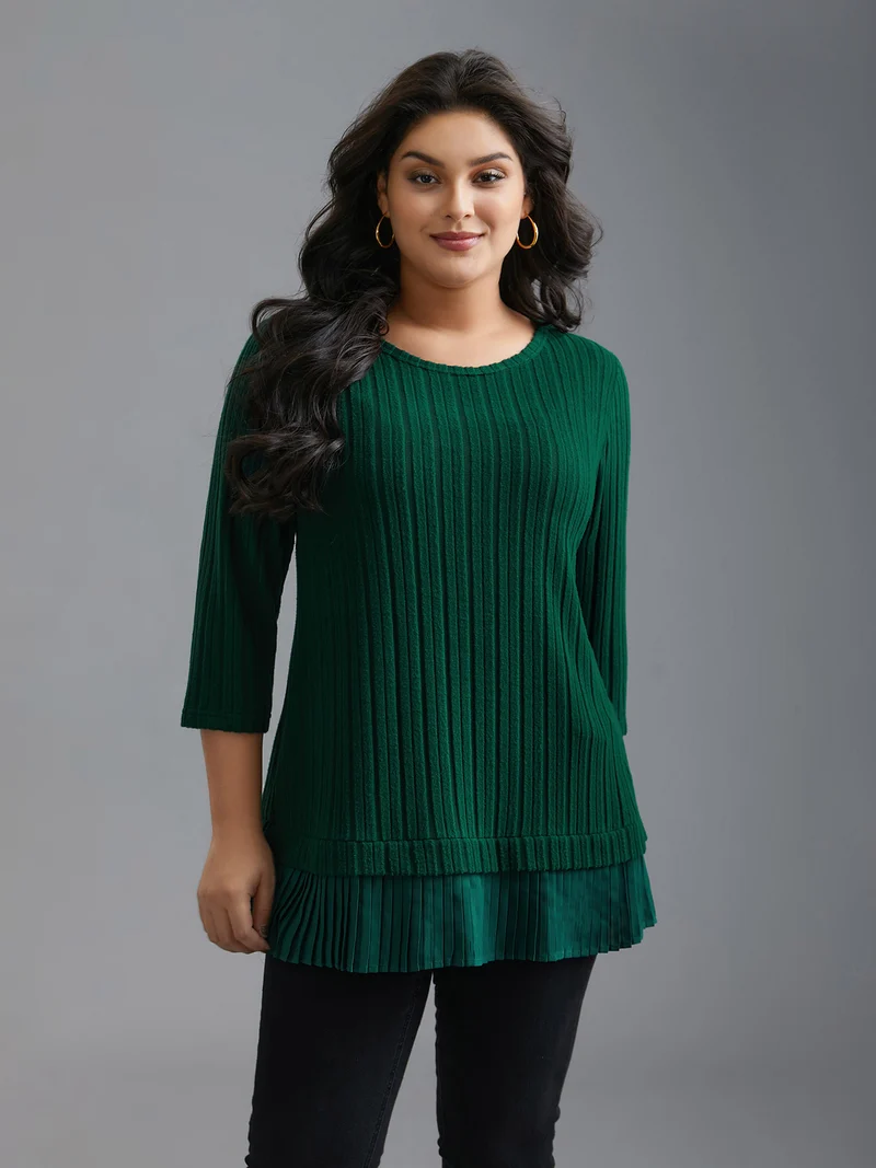 Crew Neck Plain Pit Strip T-Shirt