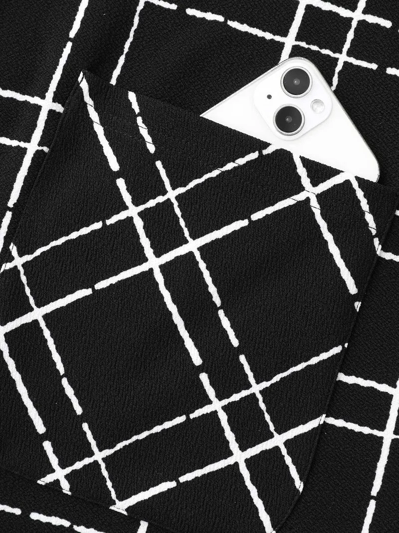 Plaid Open Front Patchwork Jacket