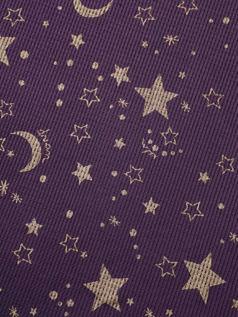 Moon and Star Glitter Textured T-Shirt