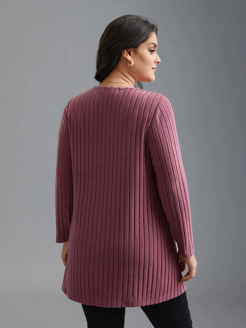 Pit Strip Knit Open Front Cardigan