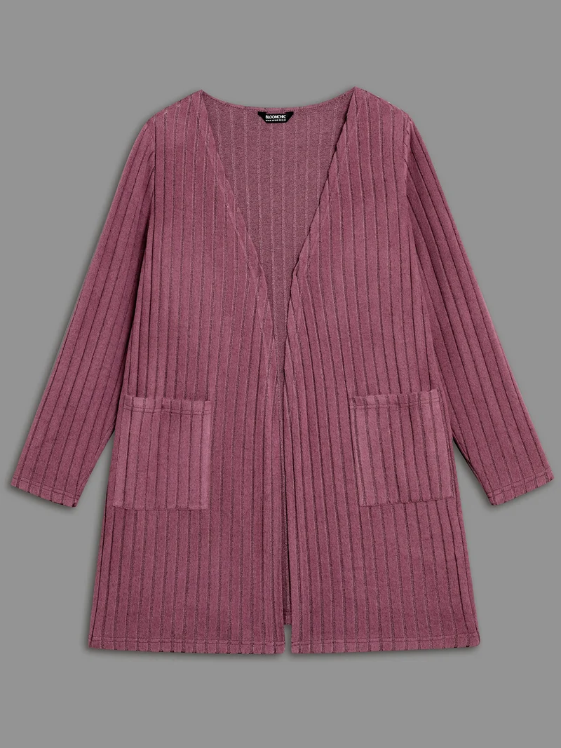 Pit Strip Knit Open Front Cardigan