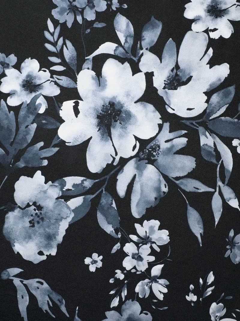 V-Neck Floral Print Fitted T-Shirt