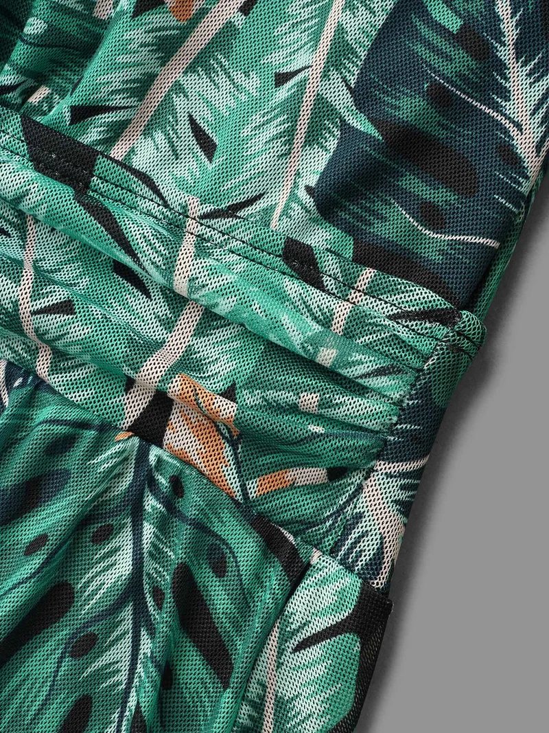 Tropical Print Bust Defining Swim Dress