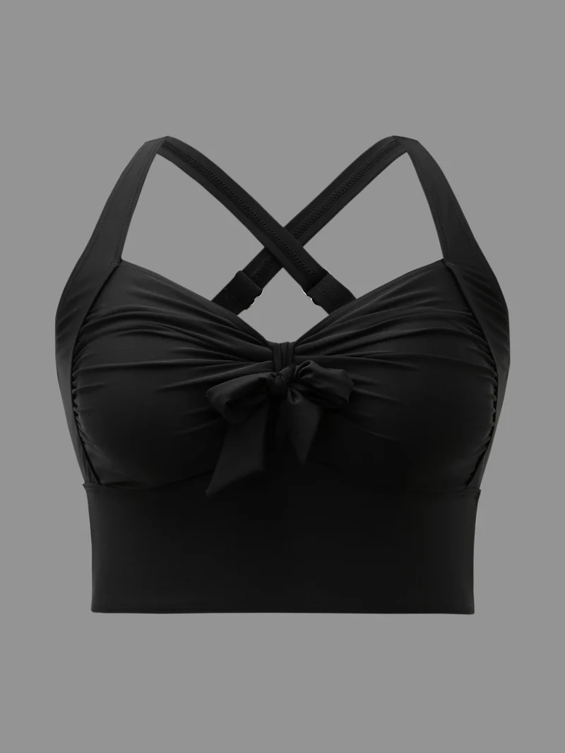 Bow-Tie Adjustable Front Ruched Swim Top