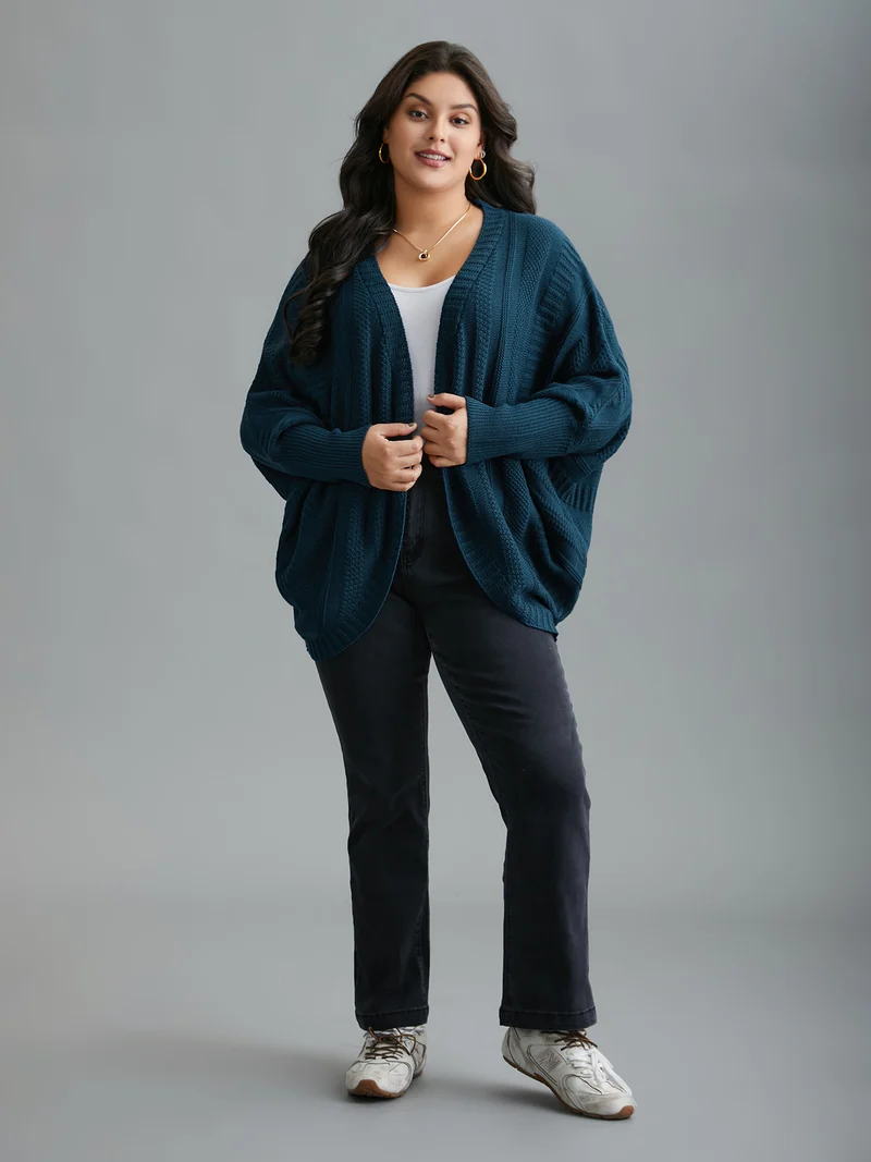 Curvy Ribbed Hem Cocoon Knit Cardigan