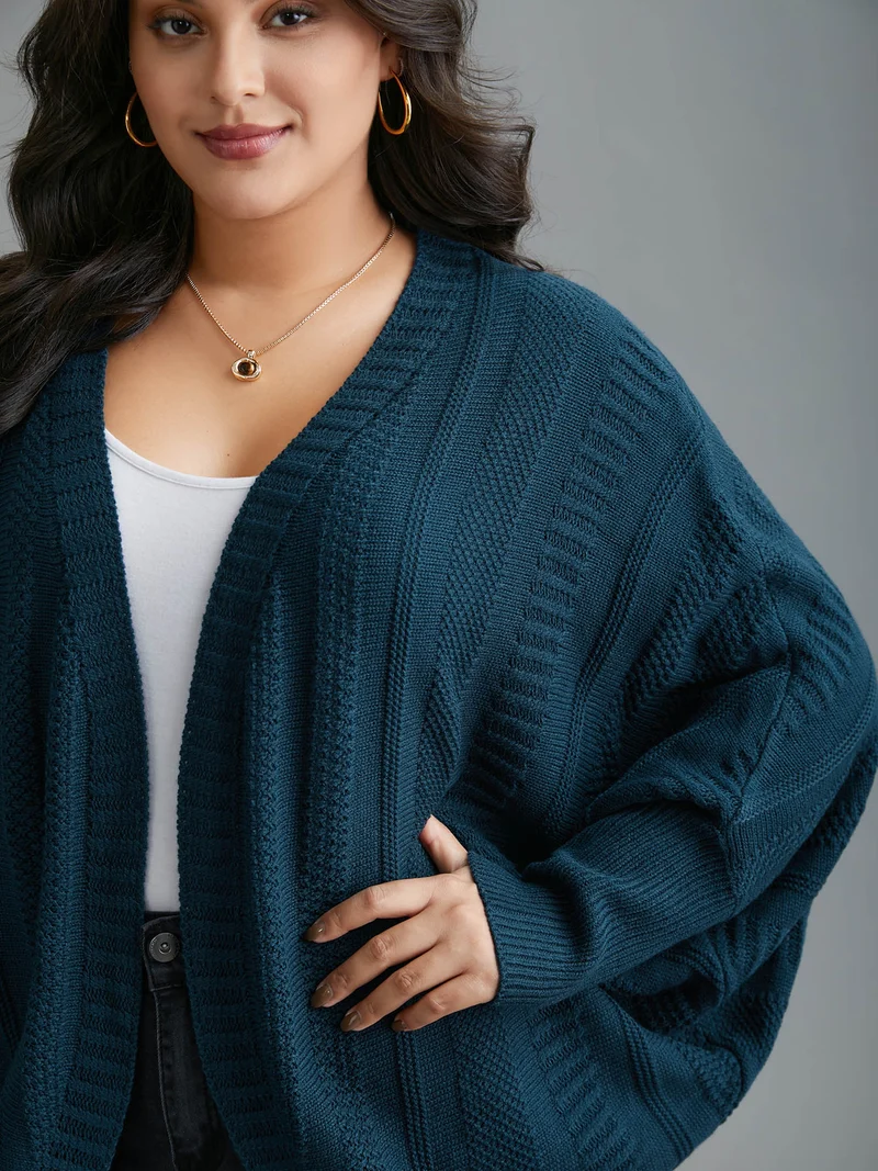 Curvy Ribbed Hem Cocoon Knit Cardigan