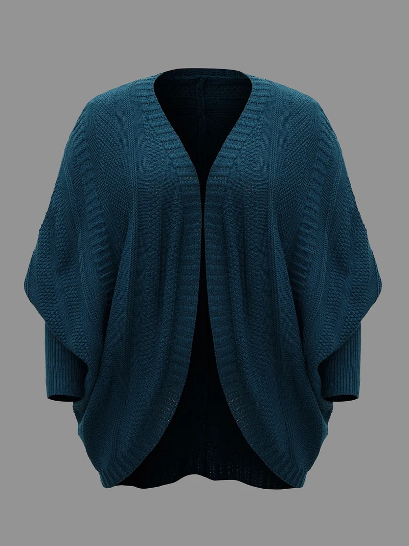 Curvy Ribbed Hem Cocoon Knit Cardigan