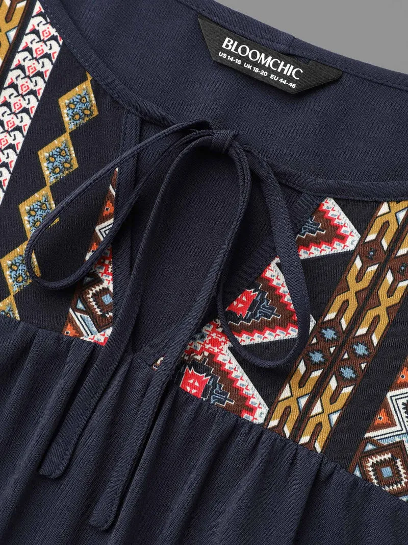 Bandana Print Patchwork Ties Blouse