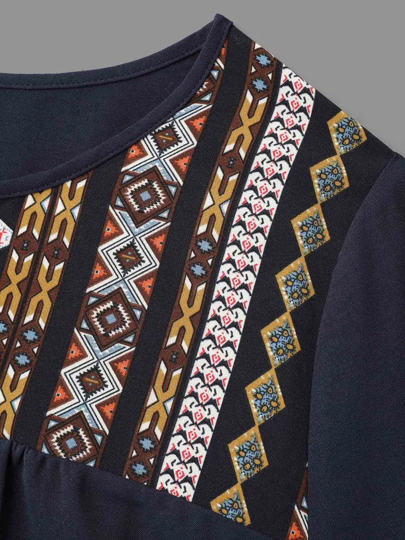 Bandana Print Patchwork Ties Blouse