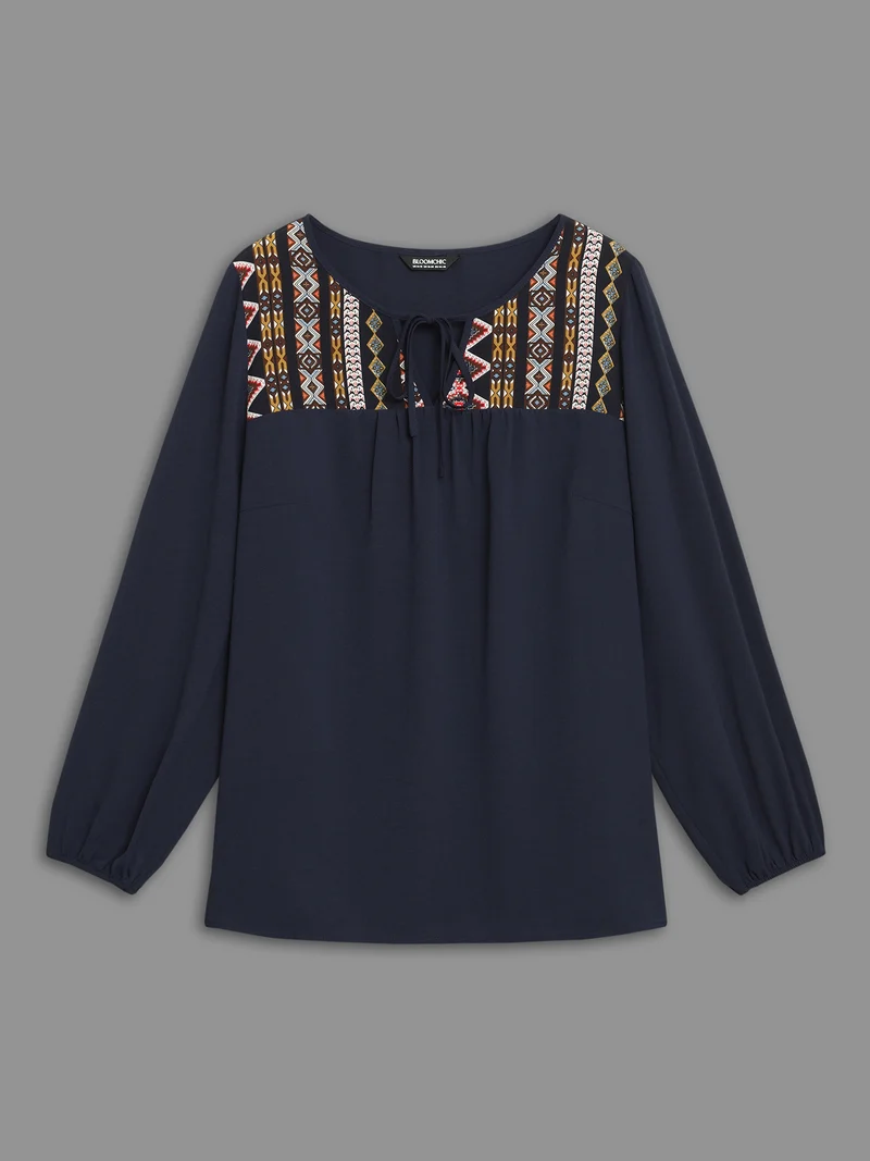 Bandana Print Patchwork Ties Blouse