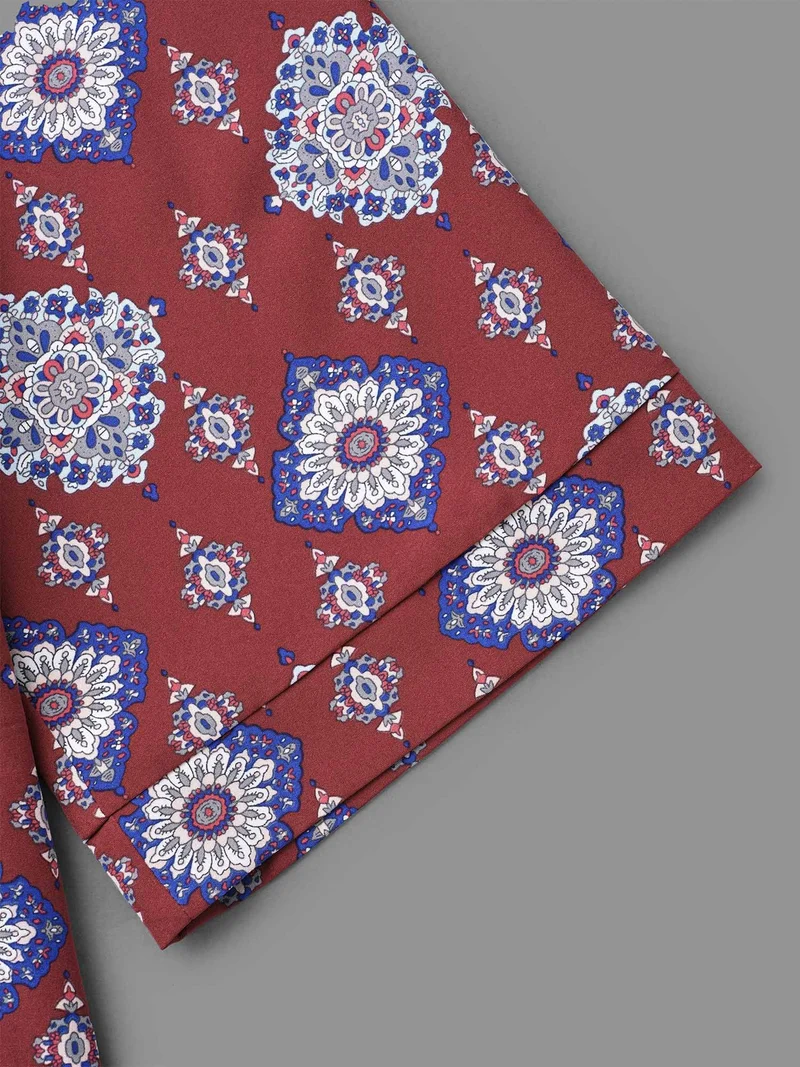 Round Neck Bandana Print Blouse