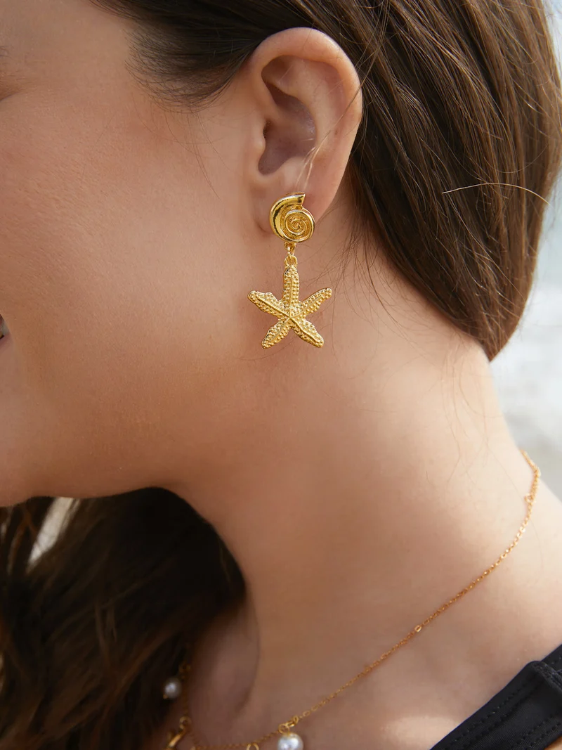 Shell Starfish Pendant Earrings