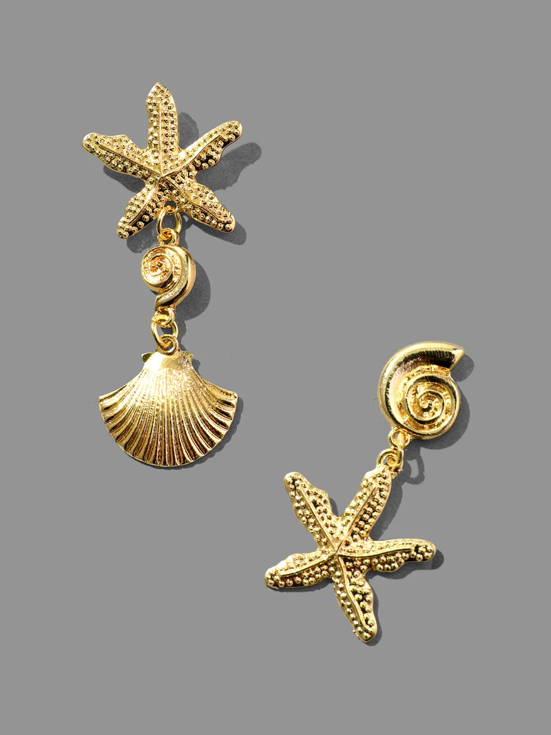 Shell Starfish Pendant Earrings