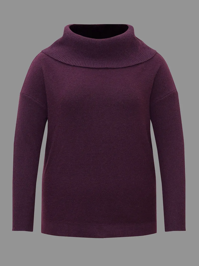 Supersoft Essentials Turtle Neck Asymmetrical Hem Slit Pullover