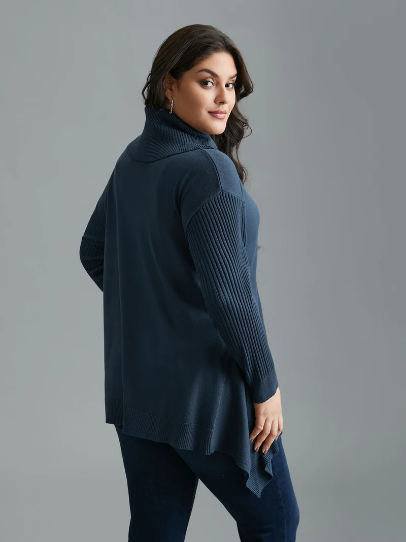Supersoft Essentials Textured Drop Shoulder Turtleneck Pullover