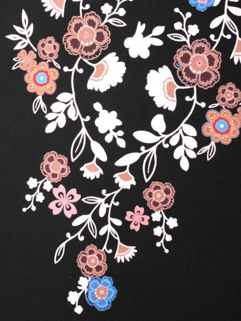 Floral Puffy Sleeve V-Neck Blouse