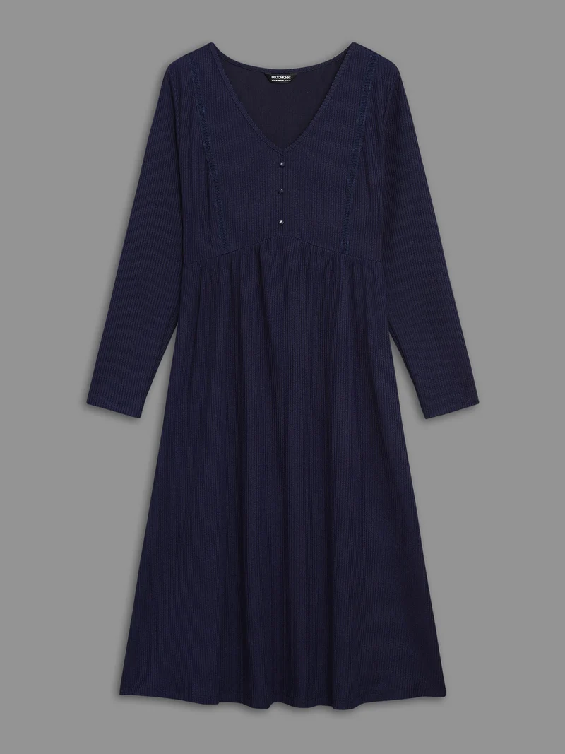 Pit Strip Pocket Waist-Cinching Midi Dress