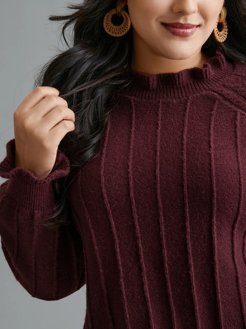 Supersoft Essentials Ruffles Neck Raglan Sleeve Pullover
