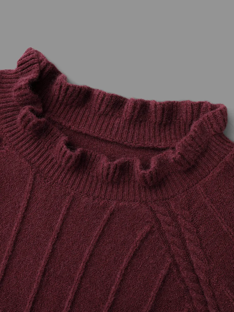Supersoft Essentials Ruffles Neck Raglan Sleeve Pullover