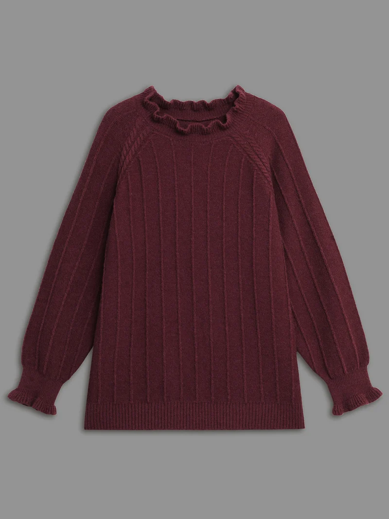 Supersoft Essentials Ruffles Neck Raglan Sleeve Pullover