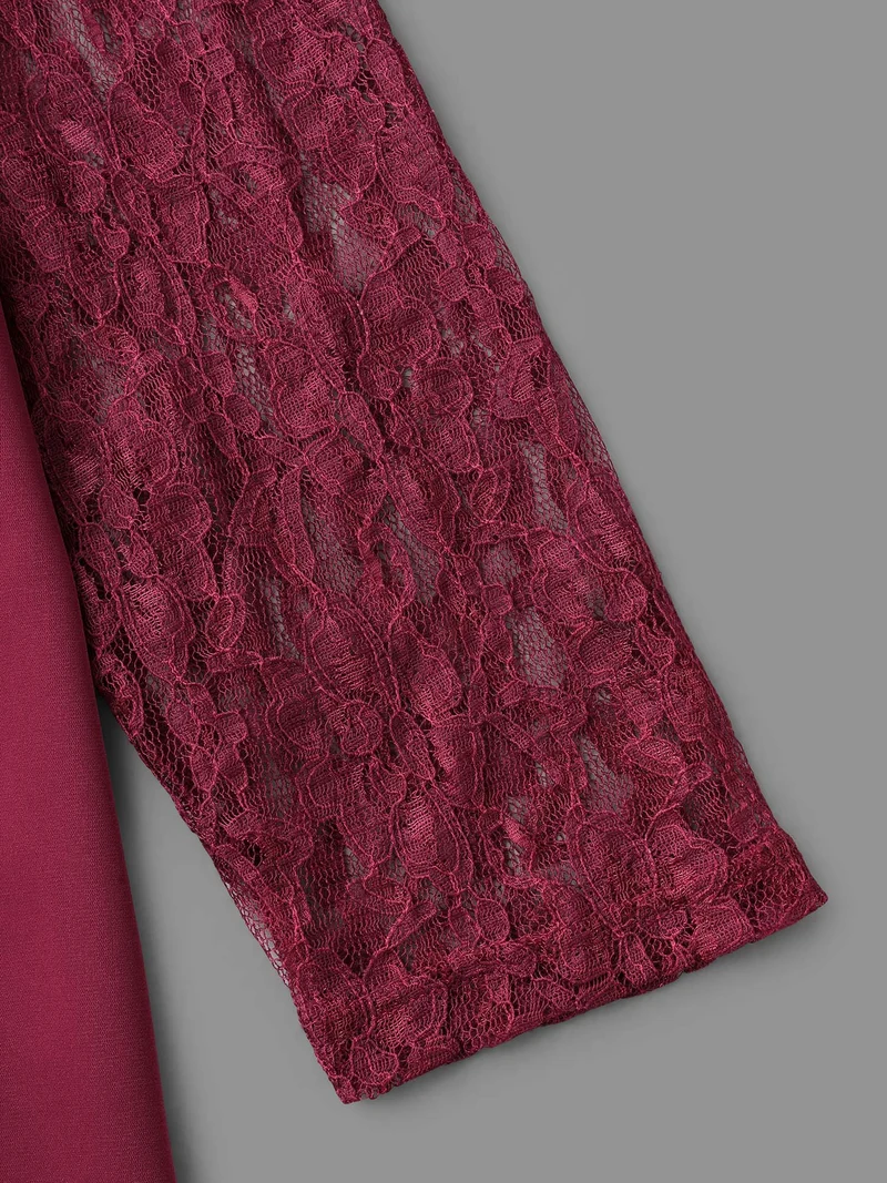 Sheer Lace Sleeve Neck Cut-Out Shirt