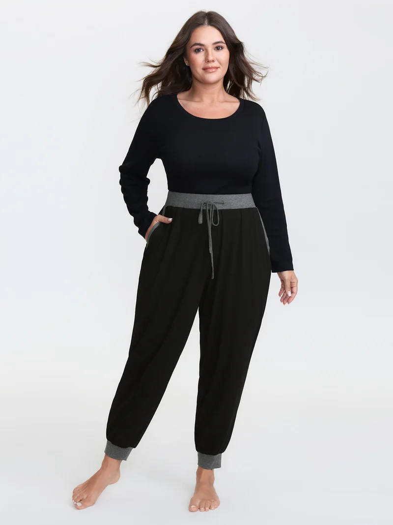 Contrast Drawstring Loungewear Bottoms