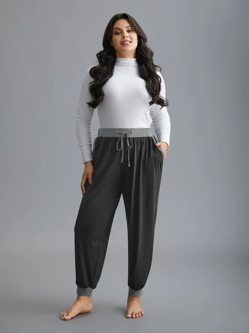 Contrast Drawstring Loungewear Bottoms